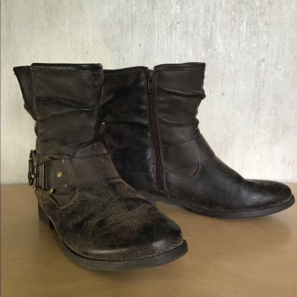 Faux Leather Ankle Booties